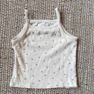 Cream floral Kids Tank Top